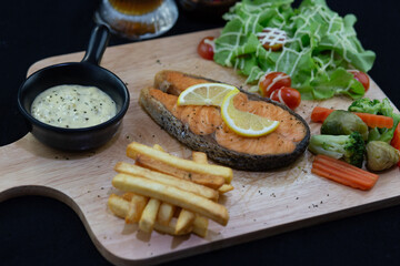 Salmon Steak with Salad