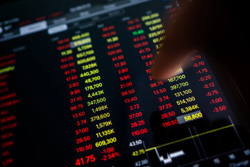 People are following the stock market falling on tablets.  Trading on stock market concept.