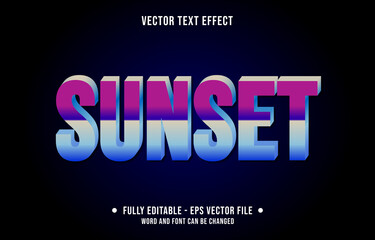 Editable text effect - sunset purple blue modern style