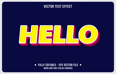 Editable text effect - hello yellow red modern style