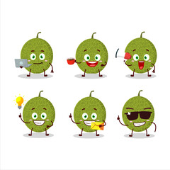 Obraz premium Melon cartoon character with various types of business emoticons