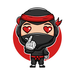 Funny little ninja Vector illustration in a cartoon style. Isolated on white background.