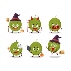 Fotobehang Halloween expression emoticons with cartoon character of melon © kongvector