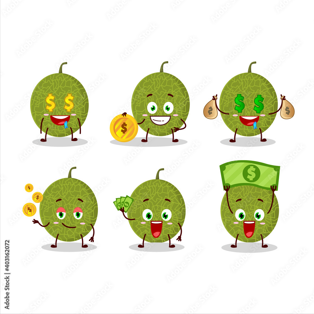 Canvas Prints Melon cartoon character with cute emoticon bring money