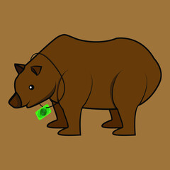 fat bear wearing simple design illustration