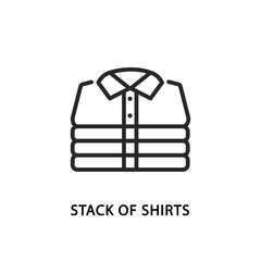 Stack of folded mens shirts flat line icon