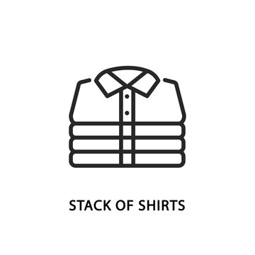 Stack of folded mens shirts flat line icon