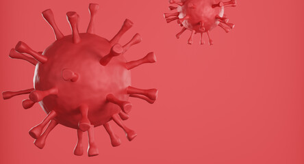 Fototapeta na wymiar Red corona virus cell on red background. 3d rendering