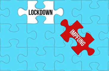 Puzzle, Lockdown und Impfung gegen Corona Virus
