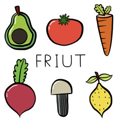 fruit icon set on white background. vector illustration