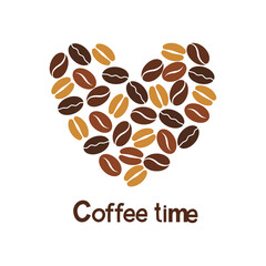 heart Coffee bean icon isolate on white background.