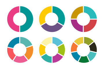 Obraz premium Colorful Circle graph icon set isolate on white background.