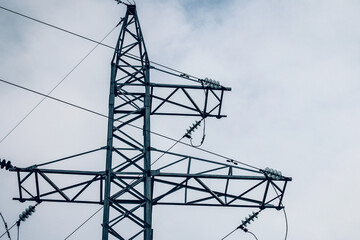 high voltage electrical pole structure. close up view