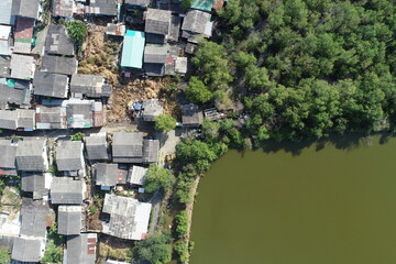 The Road villahouse  city forest aerial top view  