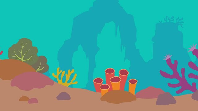 coral reef bottom parallax flat loop animation