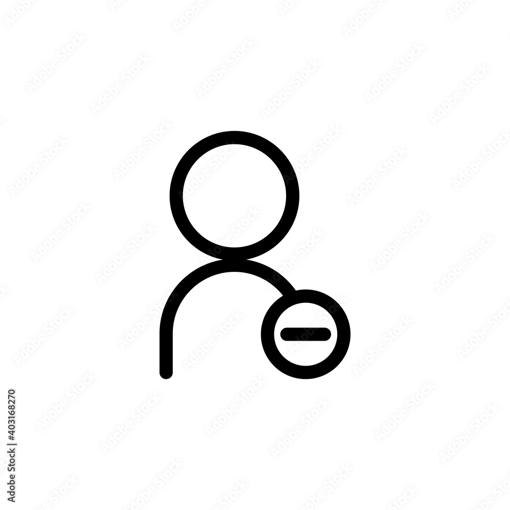 Poster user remove icon. admin symbols. editable stroke. simple illustration mobile concept and web design.