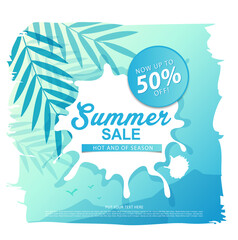 Fototapeta na wymiar summer sale template banner or poster, sale and discounts. vector design.
