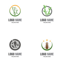 Set Bamboo Logo Template vector icon illustration design