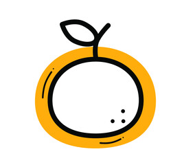 Mandarin icon on an orange background. Vector illustration