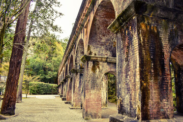 Brick aqueduct in nanzenji which is one of the famous Japanese temple in the spring