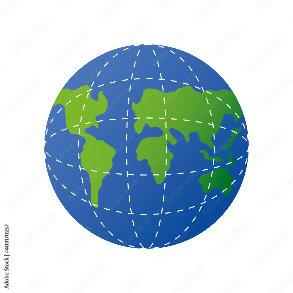 Sticker world map globe earth icon design white background