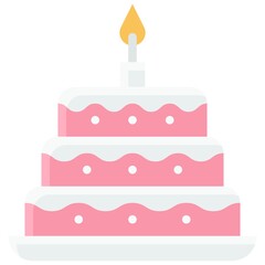 Cake icon, Birthday party related vector illustration