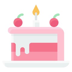 Piece of cake icon, Birthday party related vector illustration