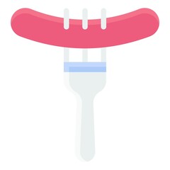 Sausage with fork icon, Birthday party related vector illustration