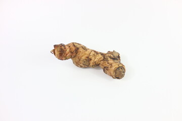 garlic, lime and ginger in white background