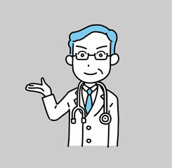 イラスト素材：案内する医者