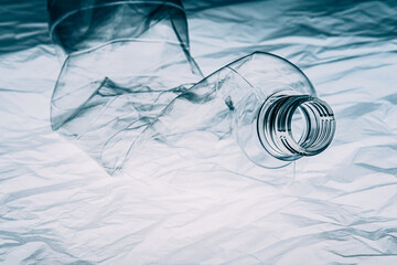 Marine pollution. Waste recycling. Save nature. Environmental protection. Used empty plastic bottle...