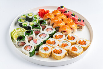 sushi on the white background