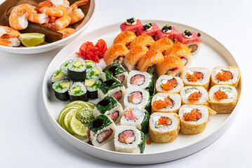 sushi on the white background