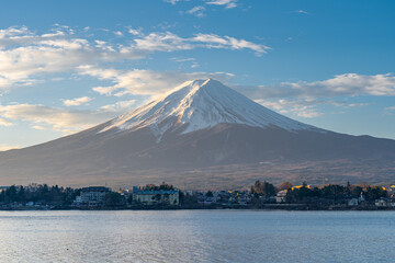 View of Mount Fuji with sunrise in Japan