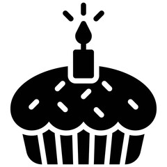 Cupcake icon, Birthday party related vector illustration