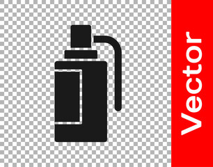 Black Hand grenade icon isolated on transparent background. Bomb explosion. Vector.