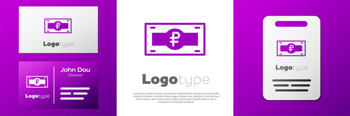 Logotype Russian ruble banknote icon isolated on white background. Logo design template element. Vector.