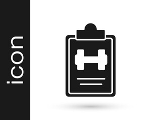 Black Sport training program or fitness plan icon isolated on white background. Vector.