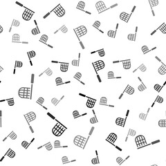 Black Butterfly net icon isolated seamless pattern on white background. Vector.