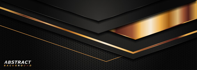 Modern Dark Tech Background Combine with Golden Lines Element. Usable for Background, Wallpaper, Banner, Poster, Brochure, Card, Web, Presentation.