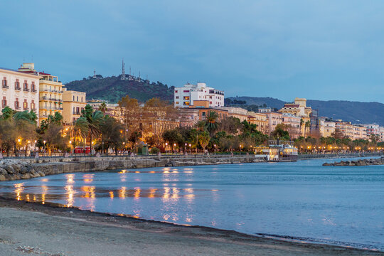 The Salerno seafront at dusk, sea landscape of Salerno, Campania, Italy