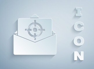 Paper cut Mail and e-mail icon isolated on grey background. Envelope symbol e-mail. Email message sign. Paper art style. Vector.