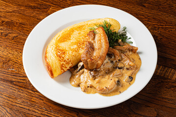 pancakes with  bacon and herbs