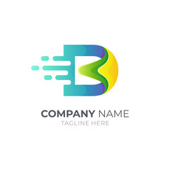 D water splash logo template with 3d concept