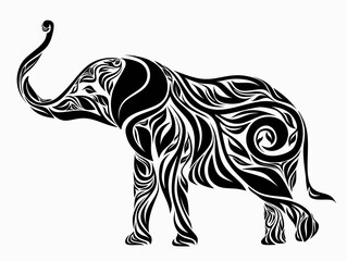 Nice Elephant Floral Ornament Decoration Vector.