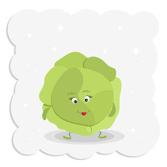 
Cartoon head of cabbage isolated on white background. Fresh vegetables for a healthy diet. Vector illustration in flat style