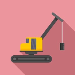 Fototapeta premium Demolition excavator icon. Flat illustration of demolition excavator vector icon for web design