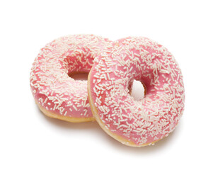 Sweet donuts on white background