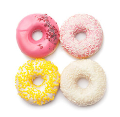 Sweet donuts on white background