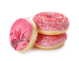 Sweet donuts on white background